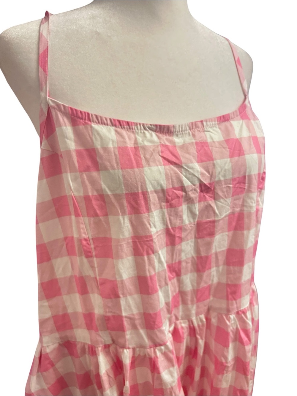 Unique Vintage Pink and White Gingham Midi Dress NWT Cottagecore - Picture 4 of 7